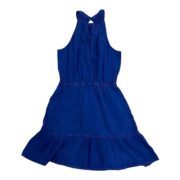 Bella Dahl Blue Chambray Shirred Halter Dress XS - Picture 2 of 6